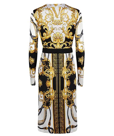 versace rodeo dress|new VERSACE Barocco Rodeo gold silk front black knit back .